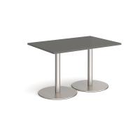 Monza rectangular dining table with flat round brushed steel bases 1200mm x 800mm - Onyx Grey
