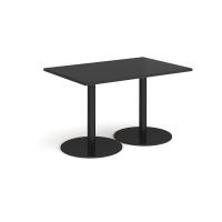 Monza rectangular dining table with flat round black bases 1200mm x 800mm - Black