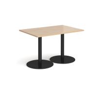 Monza rectangular dining table with flat round black bases 1200mm x 800mm - Kendal oak