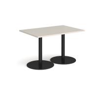 Monza rectangular dining table with flat round black bases 1200mm x 800mm - Light Grey