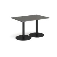Monza rectangular dining table with flat round black bases 1200mm x 800mm - Onyx Grey