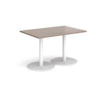Monza rectangular dining table with flat round white bases 1200mm x 800mm - Barcelona walnut