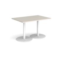 Monza rectangular dining table with flat round white bases 1200mm x 800mm - Light Grey