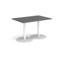 Monza rectangular dining table with flat round white bases 1200mm x 800mm - Onyx Grey