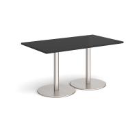 Monza rectangular dining table with flat round brushed steel bases 1400mm x 800mm - Black