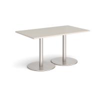 Monza rectangular dining table with flat round brushed steel bases 1400mm x 800mm - Light Grey