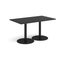 Monza rectangular dining table with flat round black bases 1400mm x 800mm - Black