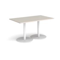 Monza rectangular dining table with flat round white bases 1400mm x 800mm - Light Grey