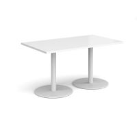 Monza rectangular dining table with flat round white bases 1400mm x 800mm - white