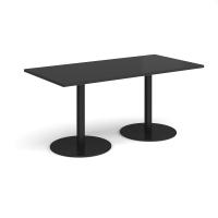 Monza rectangular dining table with flat round black bases 1600mm x 800mm - Black