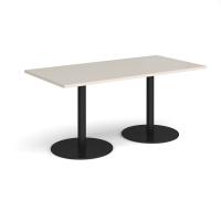 Monza rectangular dining table with flat round black bases 1600mm x 800mm - Light Grey