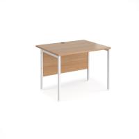 Maestro 25 straight desk 1000mm x 800mm - white H-frame leg, beech top