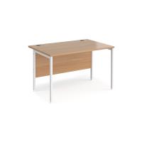 Maestro 25 straight desk 1200mm x 800mm - white H-frame leg, beech top
