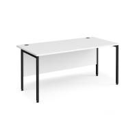 Maestro 25 straight desk 1600mm x 800mm - black H-frame leg, white top