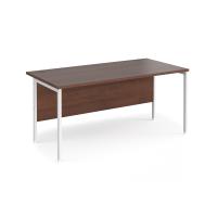 Maestro 25 straight desk 1600mm x 800mm - white H-frame leg, walnut top