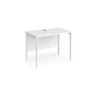 Maestro 25 straight desk 1000mm x 600mm - white H-frame leg, white top