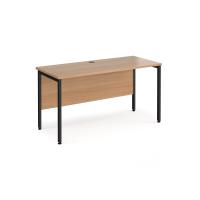 Maestro 25 straight desk 1400mm x 600mm - black H-frame leg, beech top