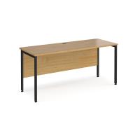 Maestro 25 straight desk 1600mm x 600mm - black H-frame leg, oak top