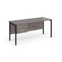 Maestro 25 straight desk 1600mm x 600mm with 2 drawer pedestal - black H-frame leg, grey oak top