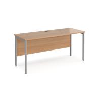 Maestro 25 straight desk 1600mm x 600mm - silver H-frame leg, beech top