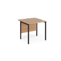 Maestro 25 straight desk 800mm x 800mm - black H-frame leg, beech top