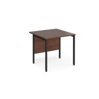 Maestro 25 straight desk 800mm x 800mm - black H-frame leg, walnut top