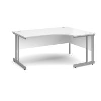 Momento right hand ergonomic desk 1600mm - silver cantilever frame, white top