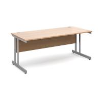 Momento straight desk 1800mm x 800mm - silver cantilever frame, beech top