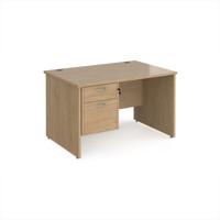 Maestro 25 straight desk 1200mm x 800mm with 2 drawer pedestal - kendal oak top with panel end leg