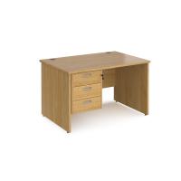 Maestro 25 straight desk 1200mm x 800mm with 3 drawer pedestal - oak top with panel end leg