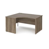 Maestro 25 left hand ergonomic desk 1400mm wide - nebraska oak top with panel end leg