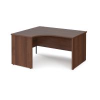 Maestro 25 left hand ergonomic desk 1400mm wide - walnut top with panel end leg