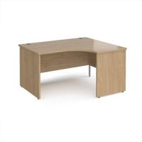 Maestro 25 right hand ergonomic desk 1400mm wide - kendal oak top with panel end leg