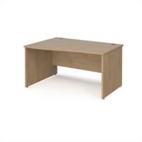 Maestro 25 left hand wave desk 1400mm wide - kendal oak top with panel end leg