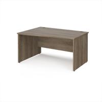 Maestro 25 left hand wave desk 1400mm wide - nebraska oak top with panel end leg