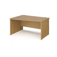 Maestro 25 left hand wave desk 1400mm wide - oak top with panel end leg