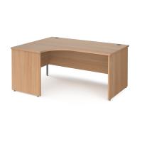 Maestro 25 left hand ergonomic desk 1600mm wide - beech top with panel end leg
