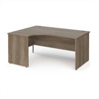 Maestro 25 left hand ergonomic desk 1600mm wide - nebraska oak top with panel end leg