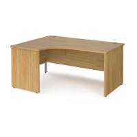 Maestro 25 left hand ergonomic desk 1600mm wide - oak top with panel end leg