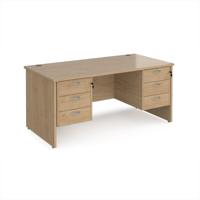 Maestro 25 straight desk 1600mm x 800mm with two x 3 drawer pedestals - kendal oak top with panel end leg
