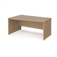 Maestro 25 left hand wave desk 1600mm wide - kendal oak top with panel end leg