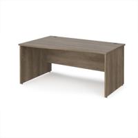 Maestro 25 left hand wave desk 1600mm wide - nebraska oak top with panel end leg