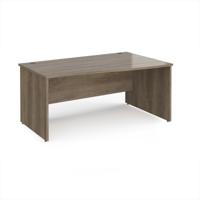 Maestro 25 right hand wave desk 1600mm wide - nebraska oak top with panel end leg