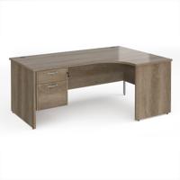 Maestro 25 right hand ergonomic desk 1800mm wide with 2 drawer pedestal - nebraska oak top with panel end leg