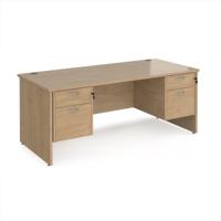 Maestro 25 straight desk 1800mm x 800mm with two x 2 drawer pedestals - kendal oak top with panel end leg
