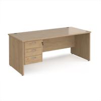 Maestro 25 straight desk 1800mm x 800mm with 3 drawer pedestal - kendal oak top with panel end leg