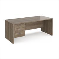 Maestro 25 straight desk 1800mm x 800mm with 3 drawer pedestal - nebraska oak top with panel end leg
