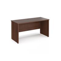 Maestro 25 straight desk 1400mm x 600mm - walnut top with panel end leg