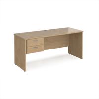 Maestro 25 straight desk 1600mm x 600mm with 2 drawer pedestal - kendal oak top with panel end leg