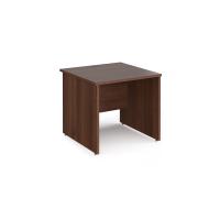 Maestro 25 straight desk 800mm x 800mm - walnut top with panel end leg